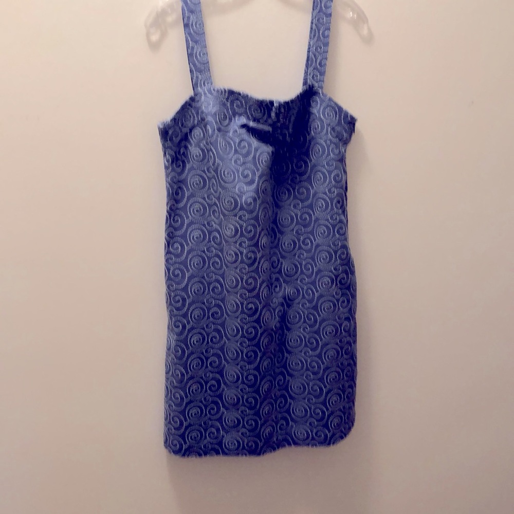Cornflower blue sundress w/white dotted stitching